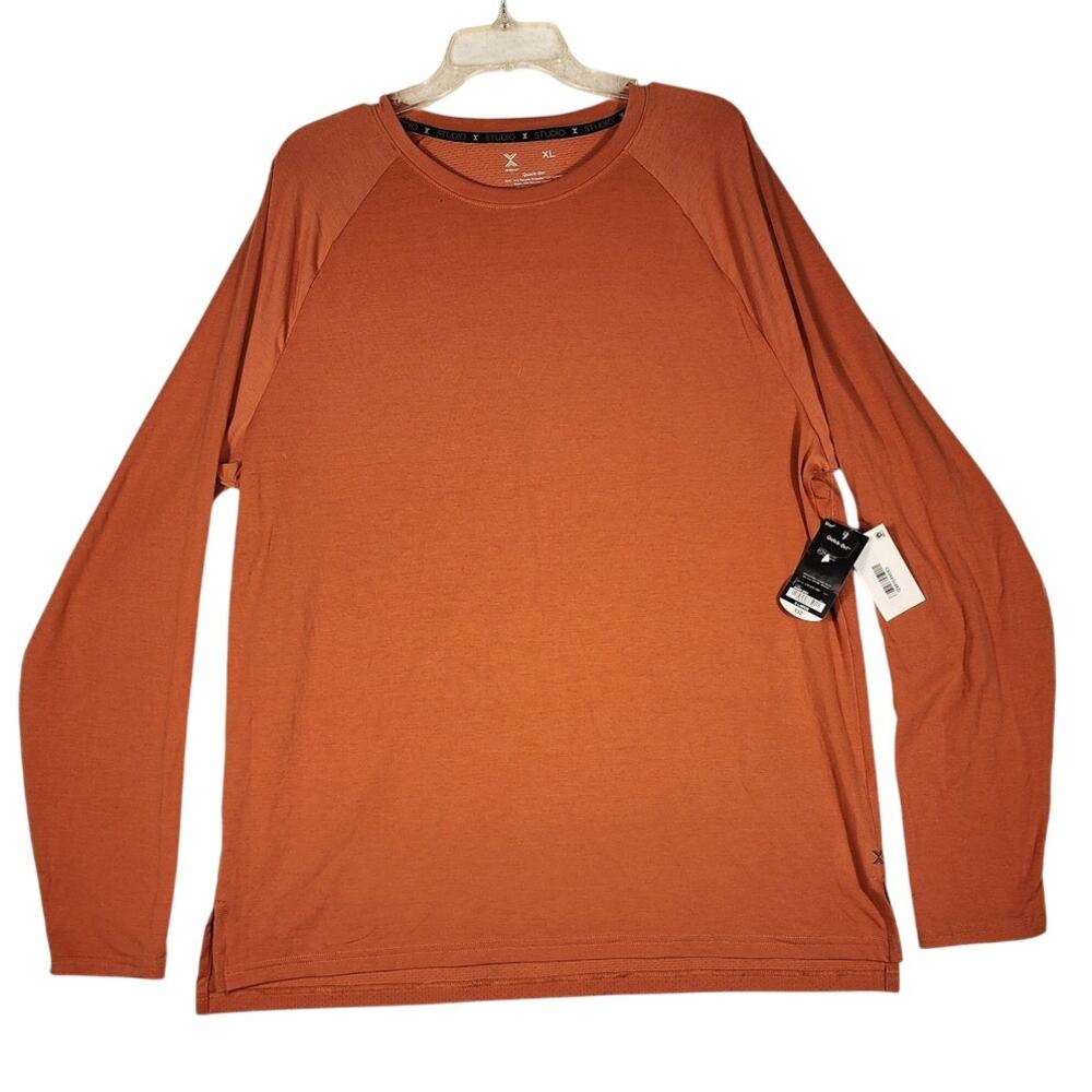 Xersion T-Shirt Men's XL Orange Long Sleeve Quick Dri Studio New NWT
